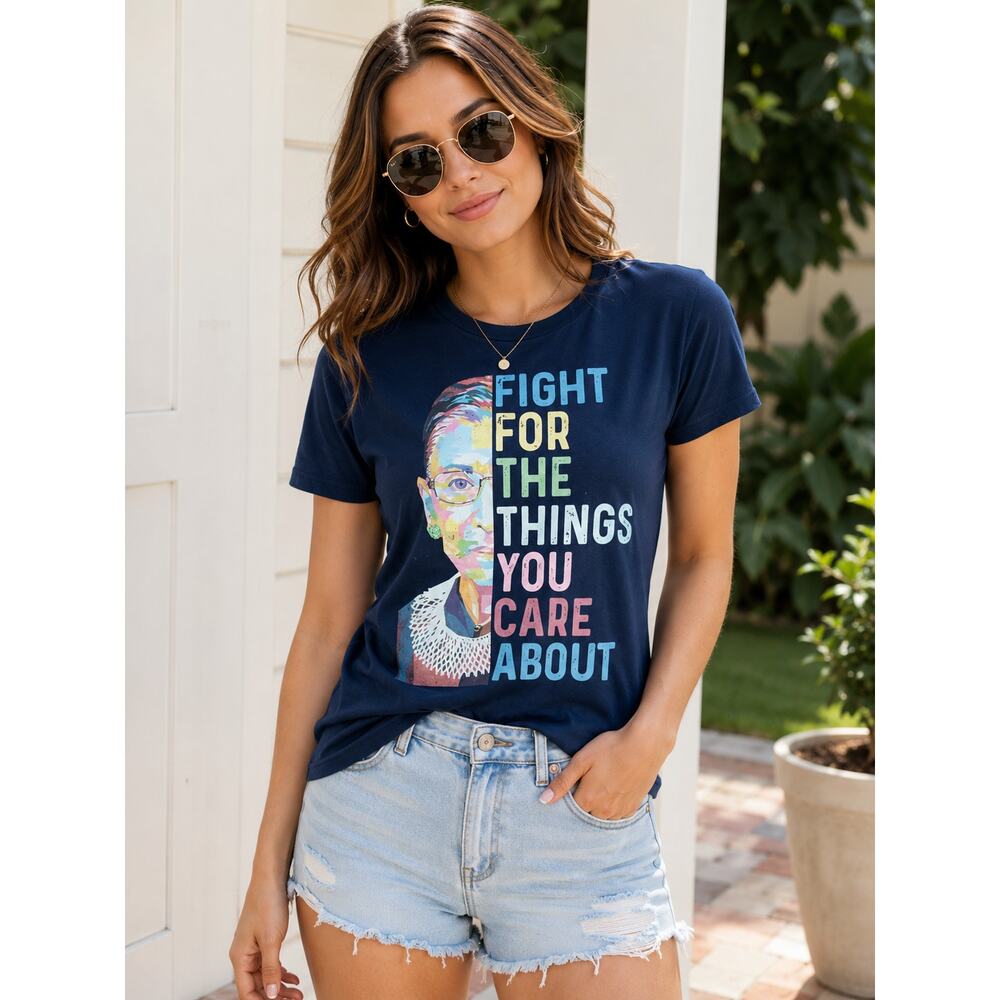 RBG Ruth Bader Ginsburg Navy Graphic T Shirt Size Small 100% Cotton Tee